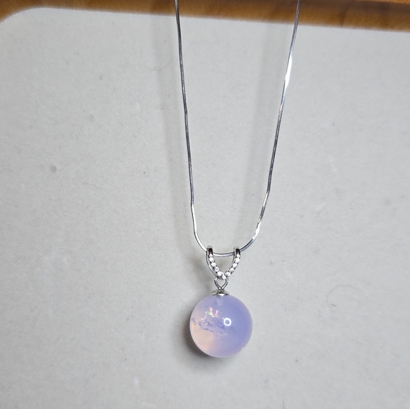Artisan Jewelry - Sterling Silver Lavendar Moon Quartz Crystal Necklace
